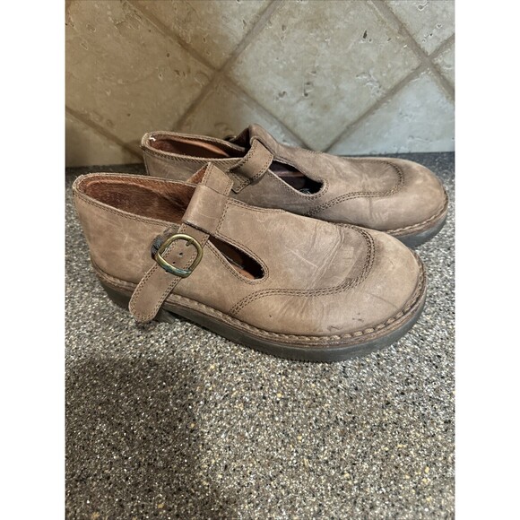 Bronx Dukmans Chunky Heel Mary Jane  Brown Leather Shoes 90s Y2k Vintage Sz 10 - Picture 1 of 9
